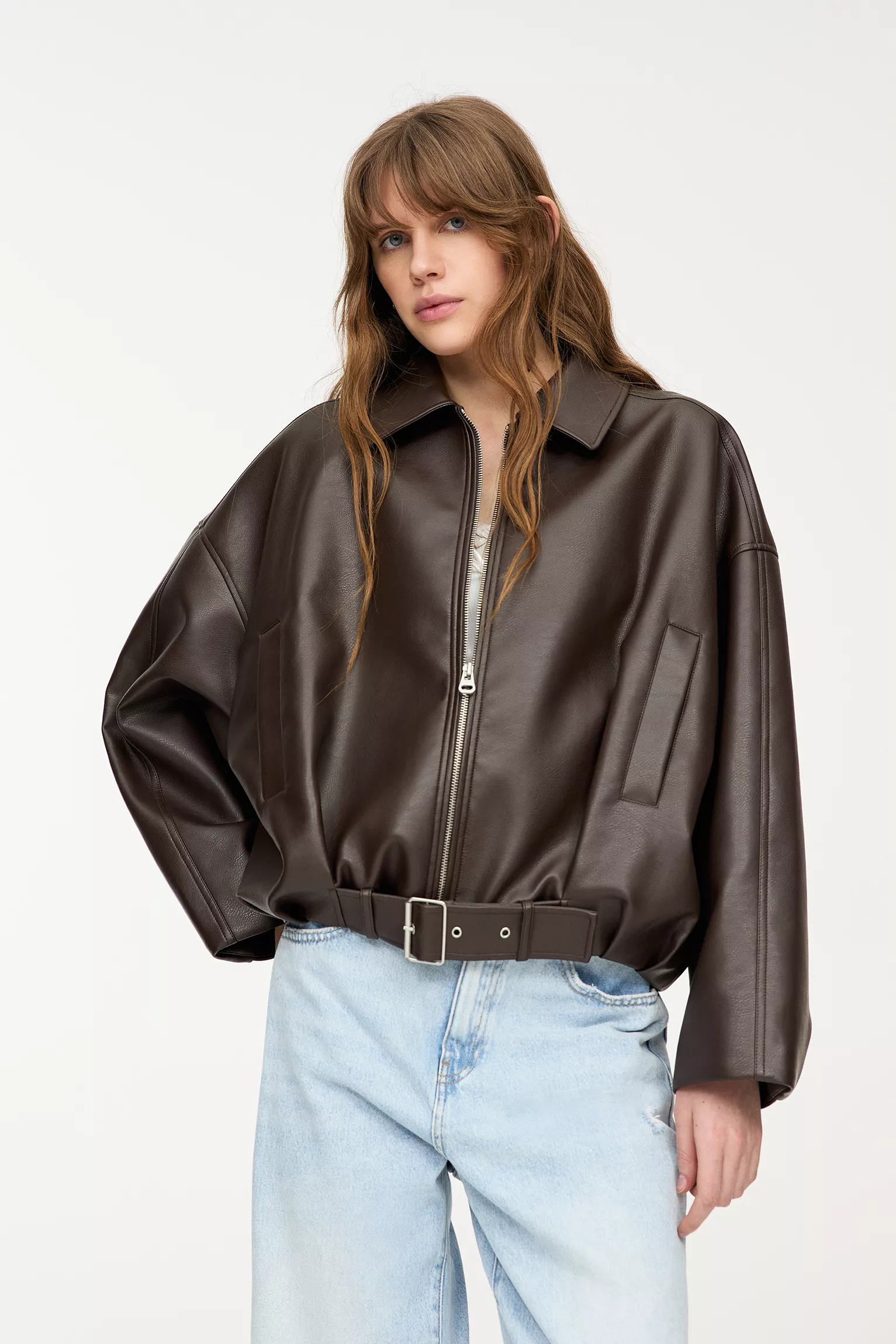 Bomber in similpelle - Marrone