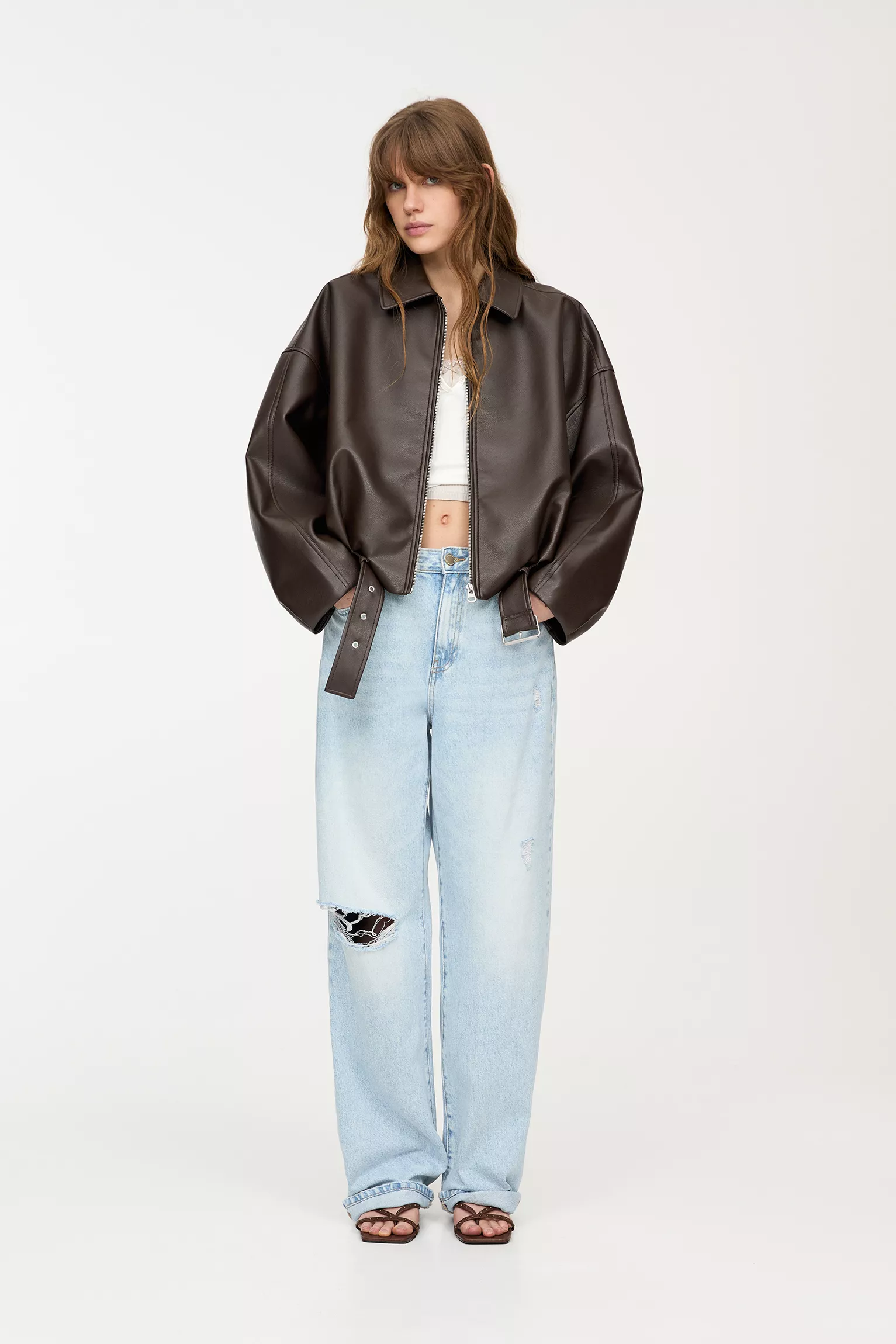 Bomber in similpelle - Marrone